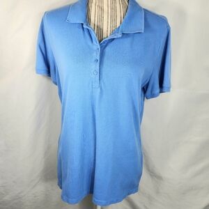 Croft & Barrow Blue Cotton Short Sleeve Polo Shirt Size Medium